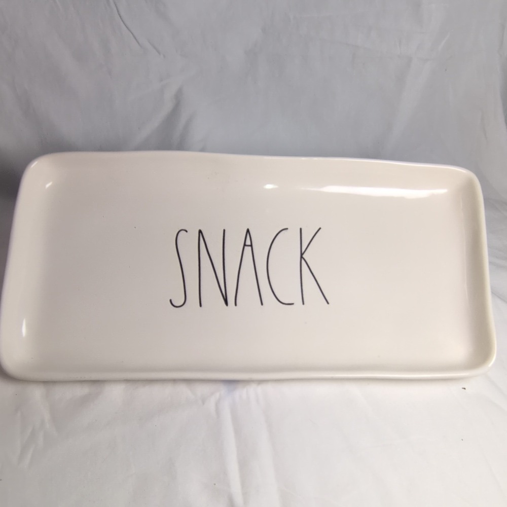 Rae Dunn Artisan Collection Ceramic Serving Tray White Rectangle 15x7